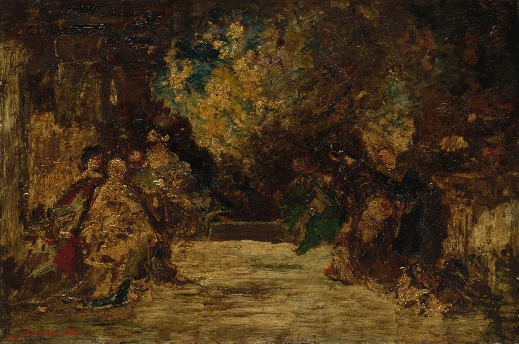 Figuras en una terraza, de Adolphe Monticelli