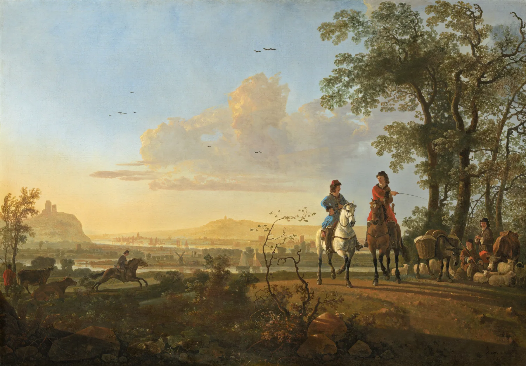 Jinetes y pastores con ganado, de Aelbert Cuyp
