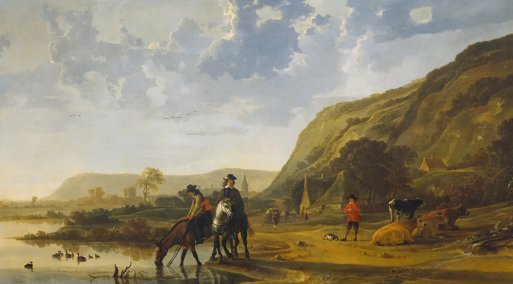 Paisaje fluvial con jinetes, de Aelbert Cuyp