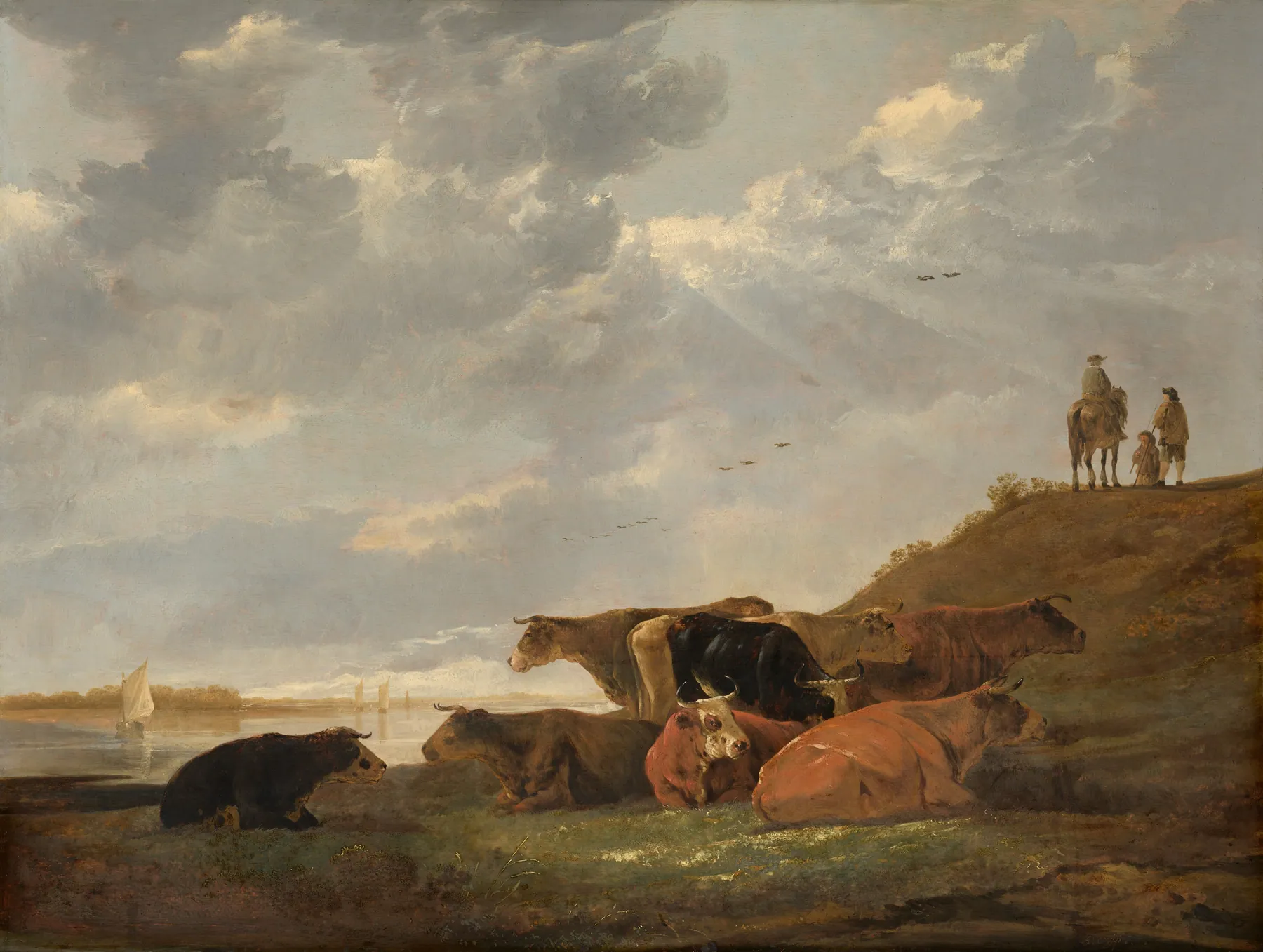 Paisaje fluvial con vacas, de Aelbert Cuyp