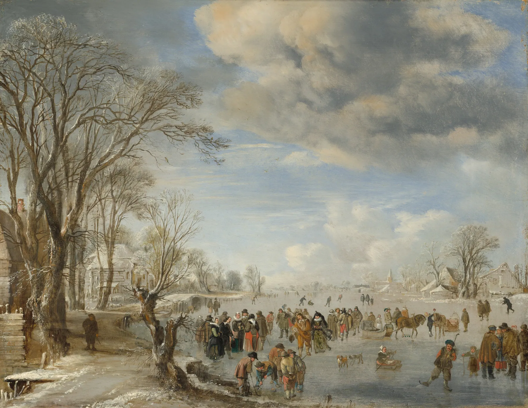 Invierno en Holanda, escena de patinaje, de Aert van der Neer