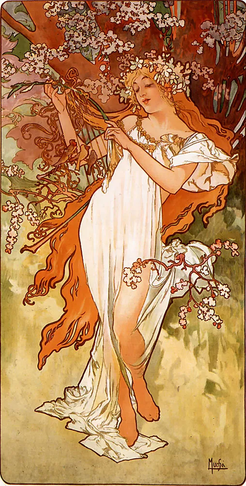 Las estaciones. Primavera, de Alphonse Mucha