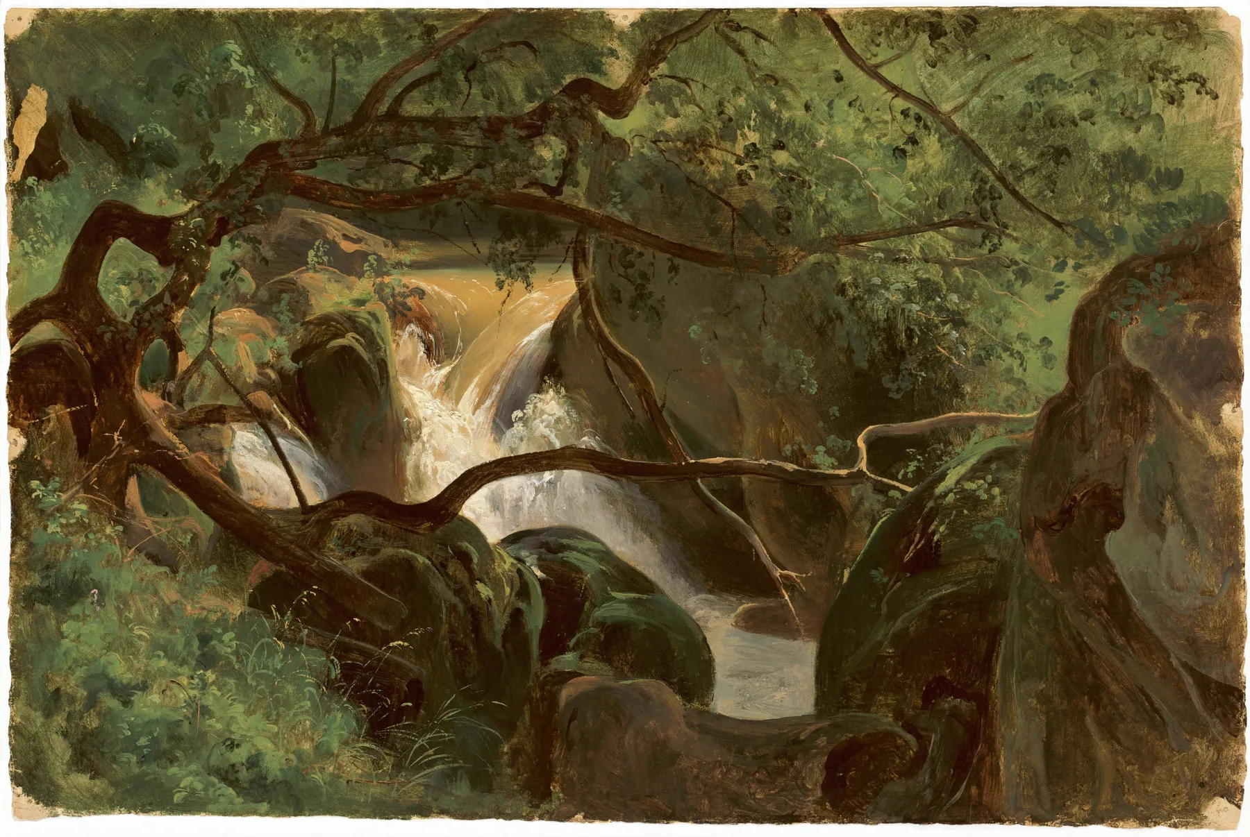 Interior de bosque con cascada, Papigno, de André Giroux