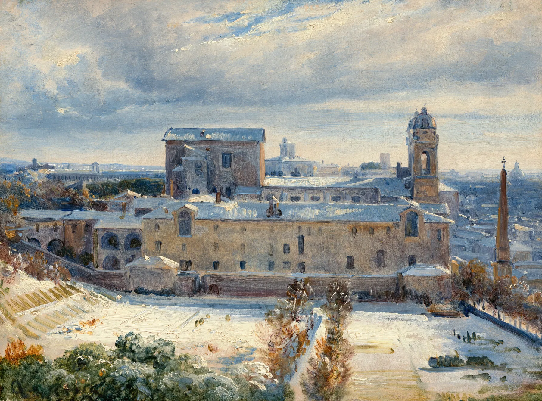 Santa Trinità dei Monti bajo la nieve, de André Giroux