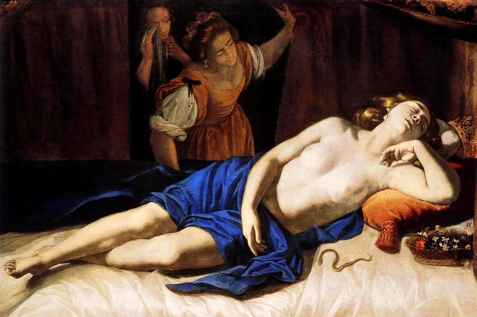 Cleopatra yacente, de Artemisia Gentileschi