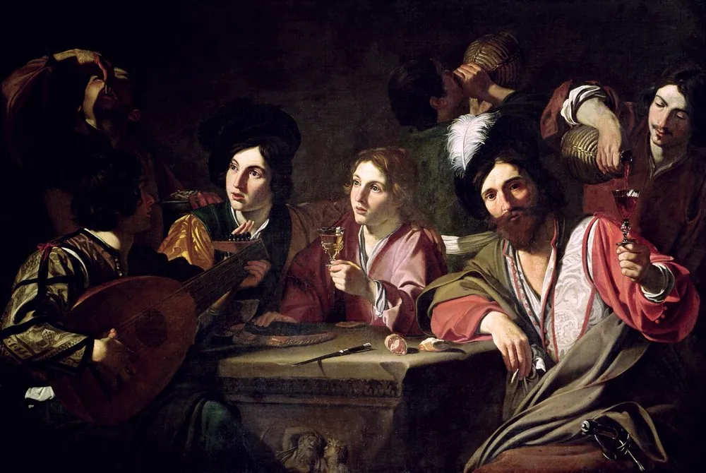 Reunión de bebedores, de Bartolomeo Manfredi
