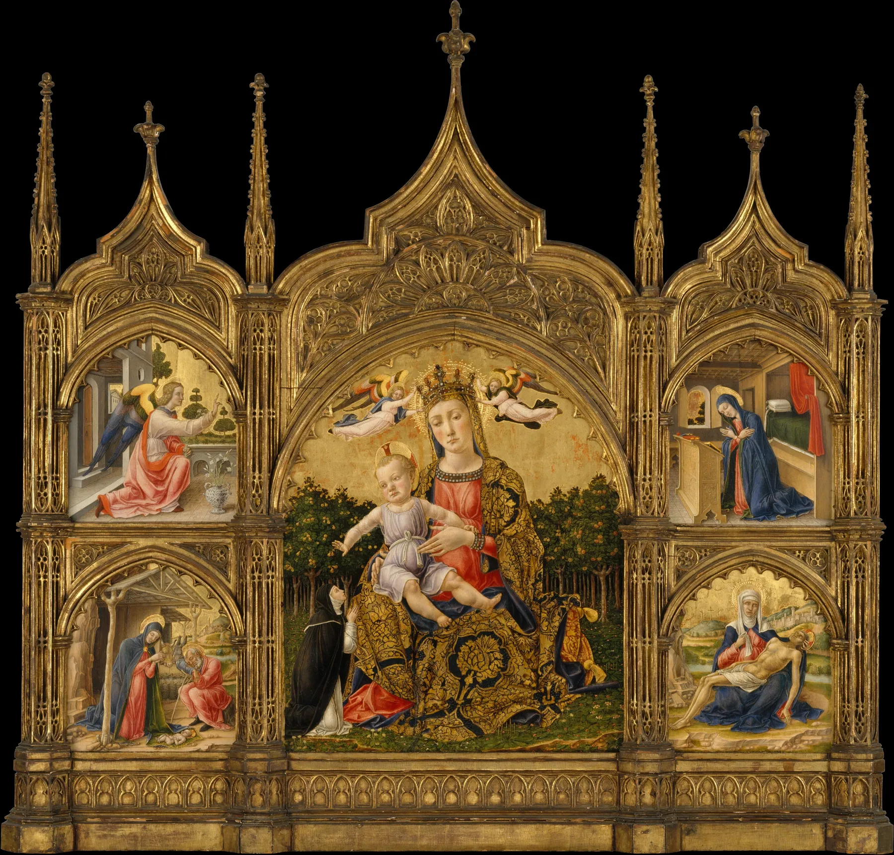 La Virgen de la Humildad, la Anunciación, la Natividad y la Piedad, de Bartolomeo Vivarini