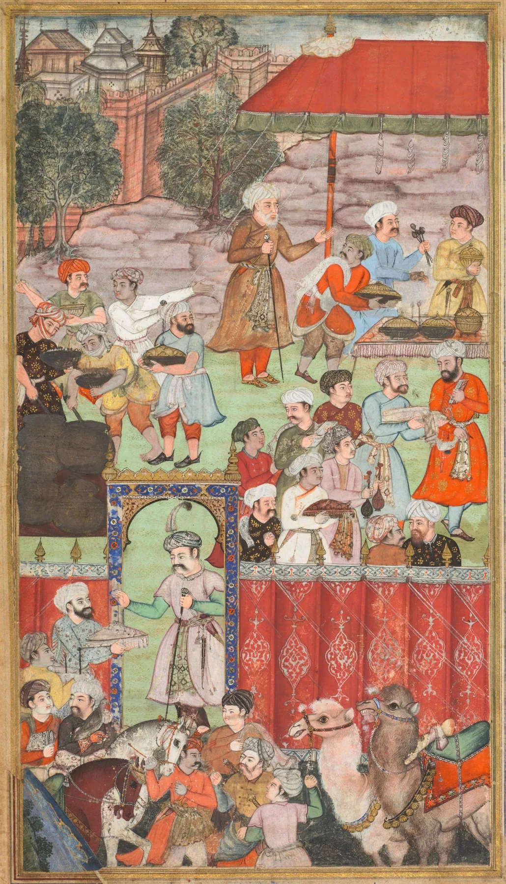 Un banquete en honor a Babur ofrecido por su medio hermano Jahangir Mirza en Gazni en mayo de 1505, de un Babu, de Basavana