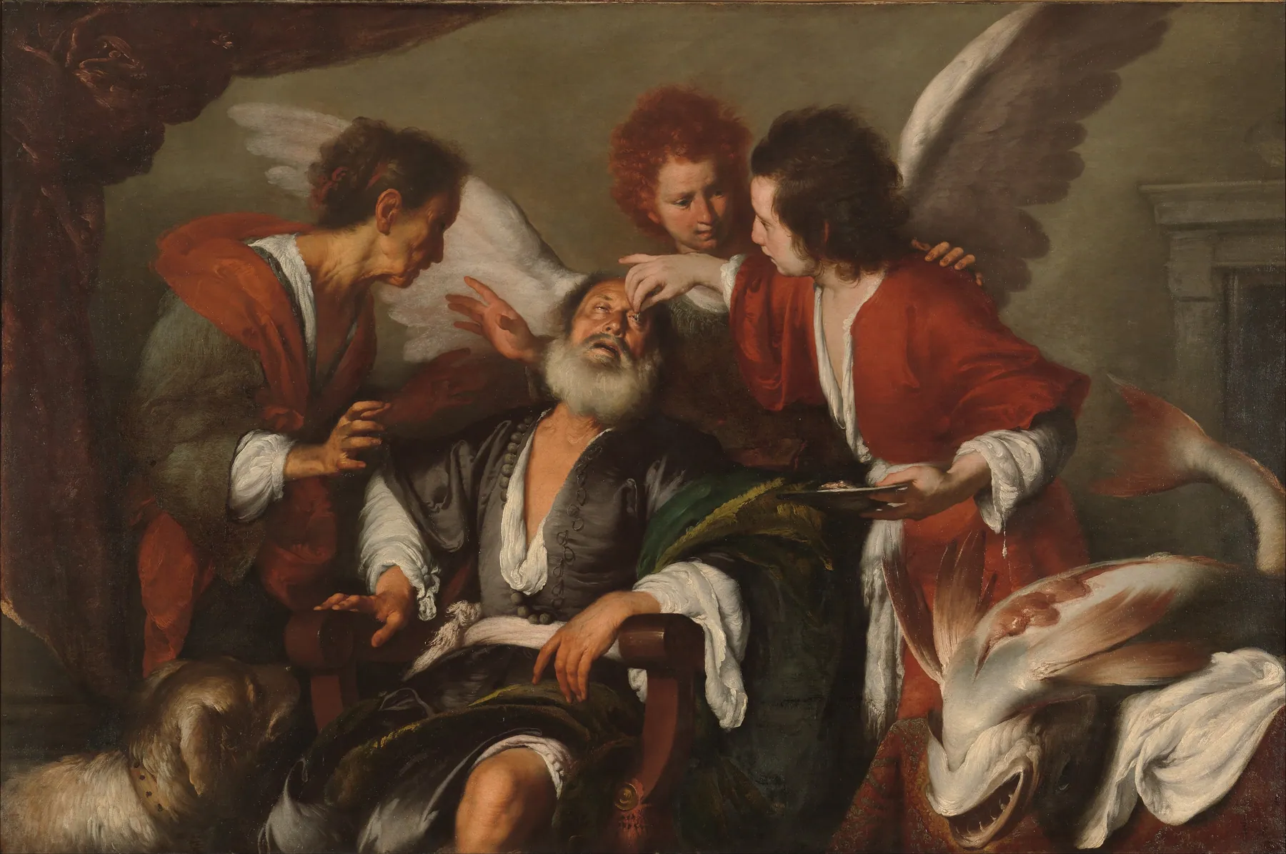 Tobías curando la ceguera de su padre, de Bernardo Strozzi