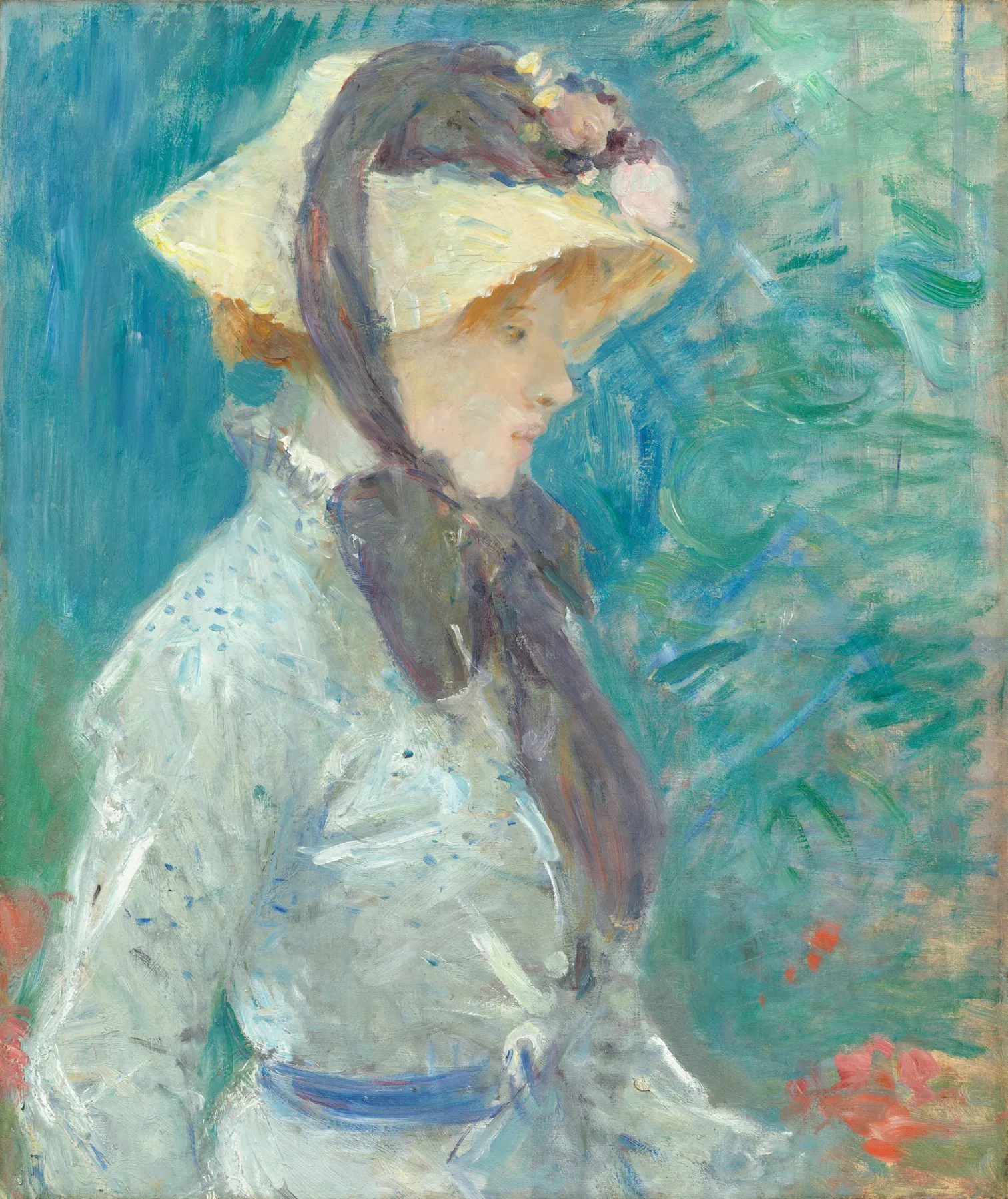 Joven con sombrero de paja, de Berthe Morisot
