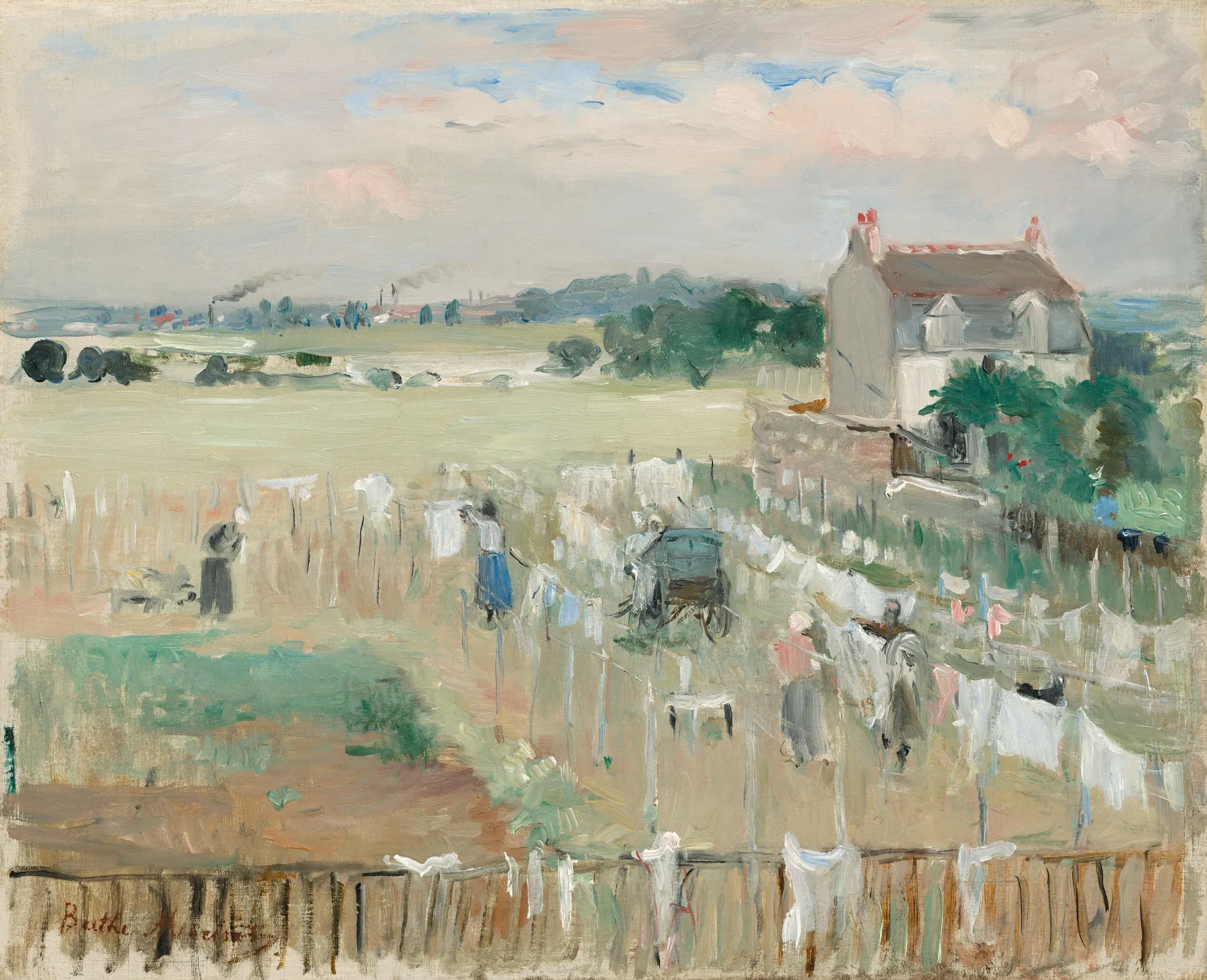 Tendiendo la ropa a secar, de Berthe Morisot