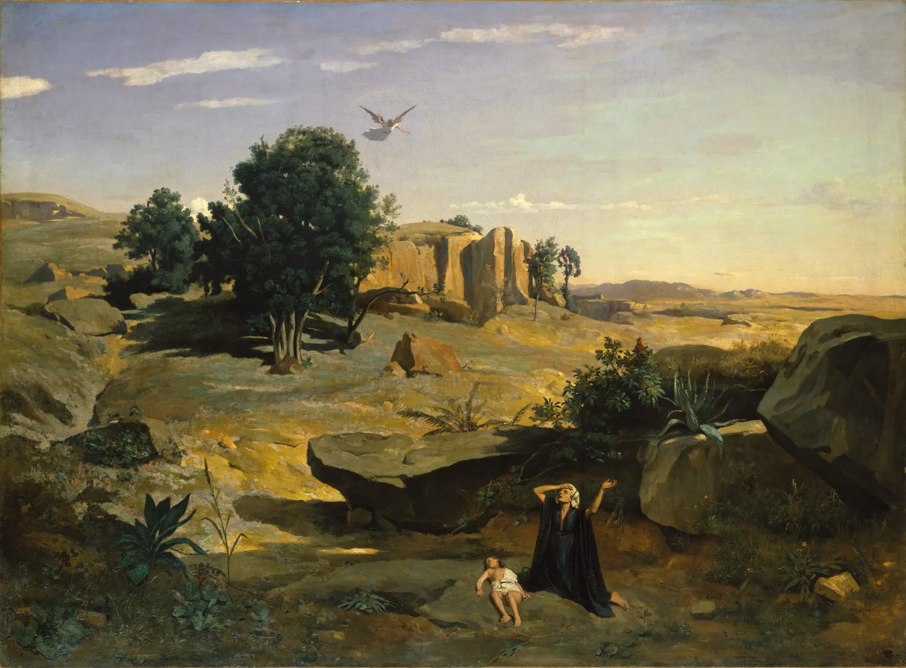 Agar en el desierto, de Camille Corot