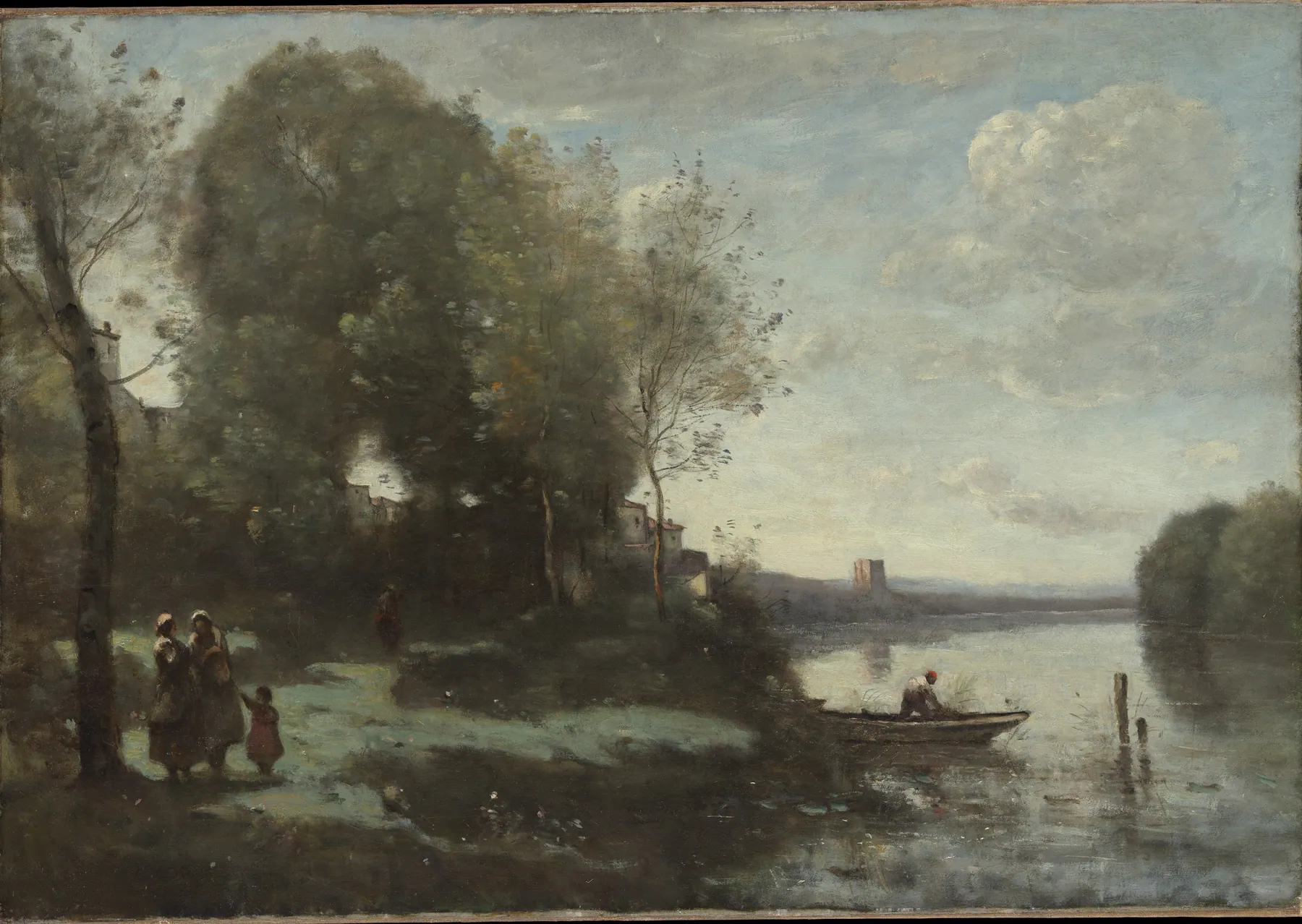Río con torre al fondo, de Camille Corot