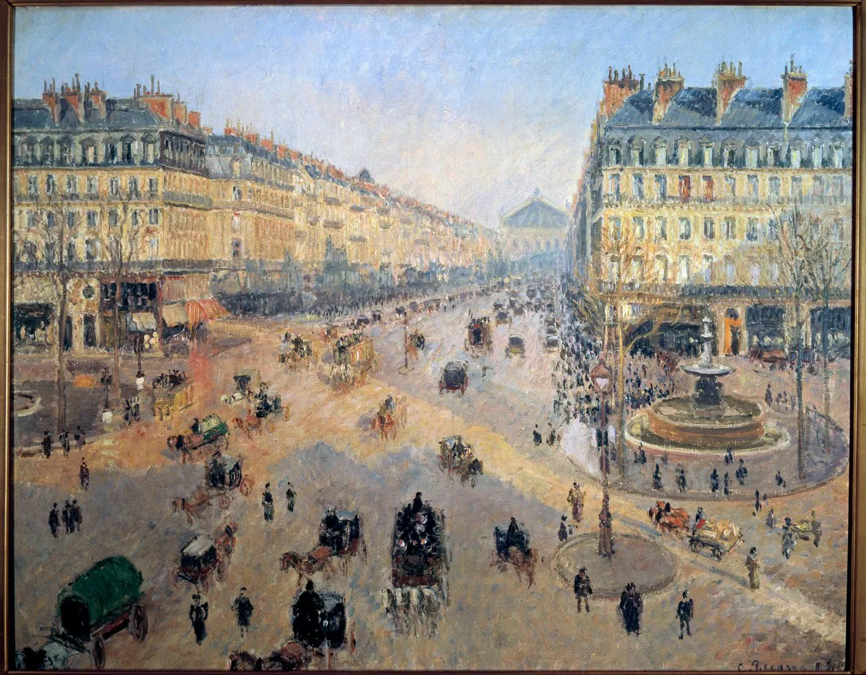 Avenida de la Ópera, sol de la mañana, de Camille Pissarro
