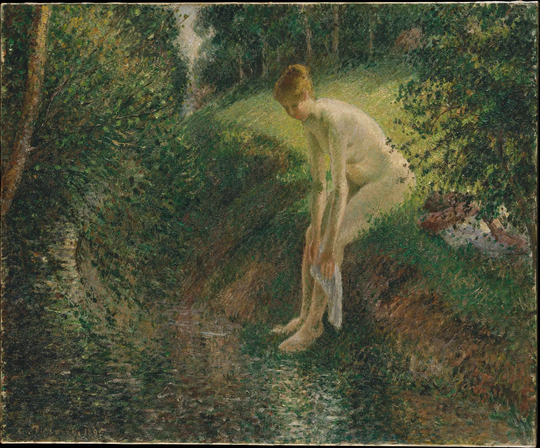 Bañista en el bosque, de Camille Pissarro