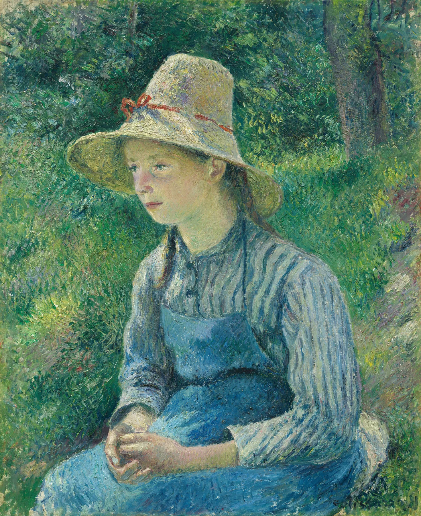 Campesina con sombrero de paja, de Camille Pissarro