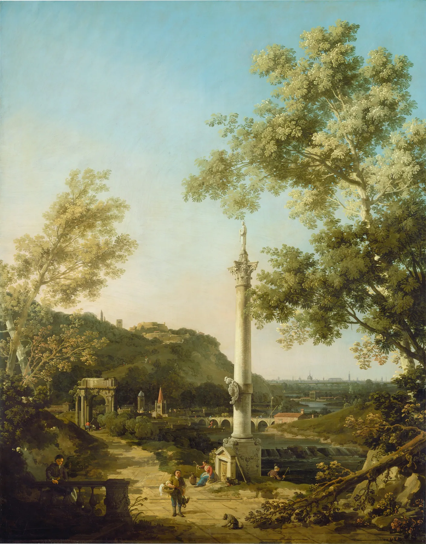 Capricho de paisaje inglés con una columna, de Canaletto