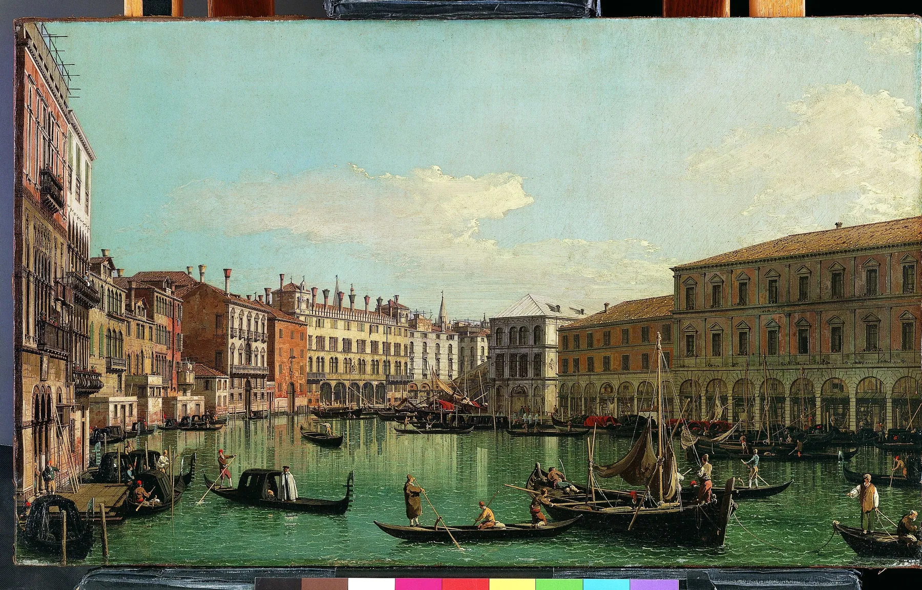 El Gran Canal, Venecia, mirando hacia el sur hacia el puente de Rialto, de Canaletto