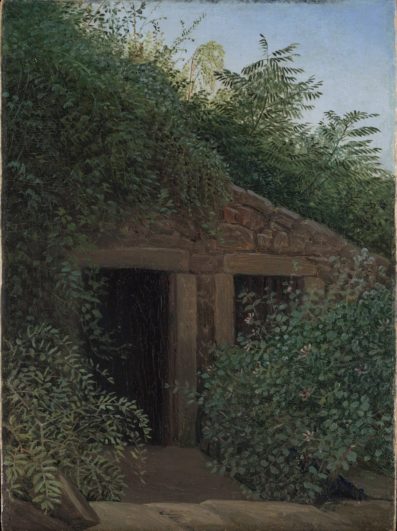 Un pozo de mina cubierto de vegetación, de Carl Gustav Carus