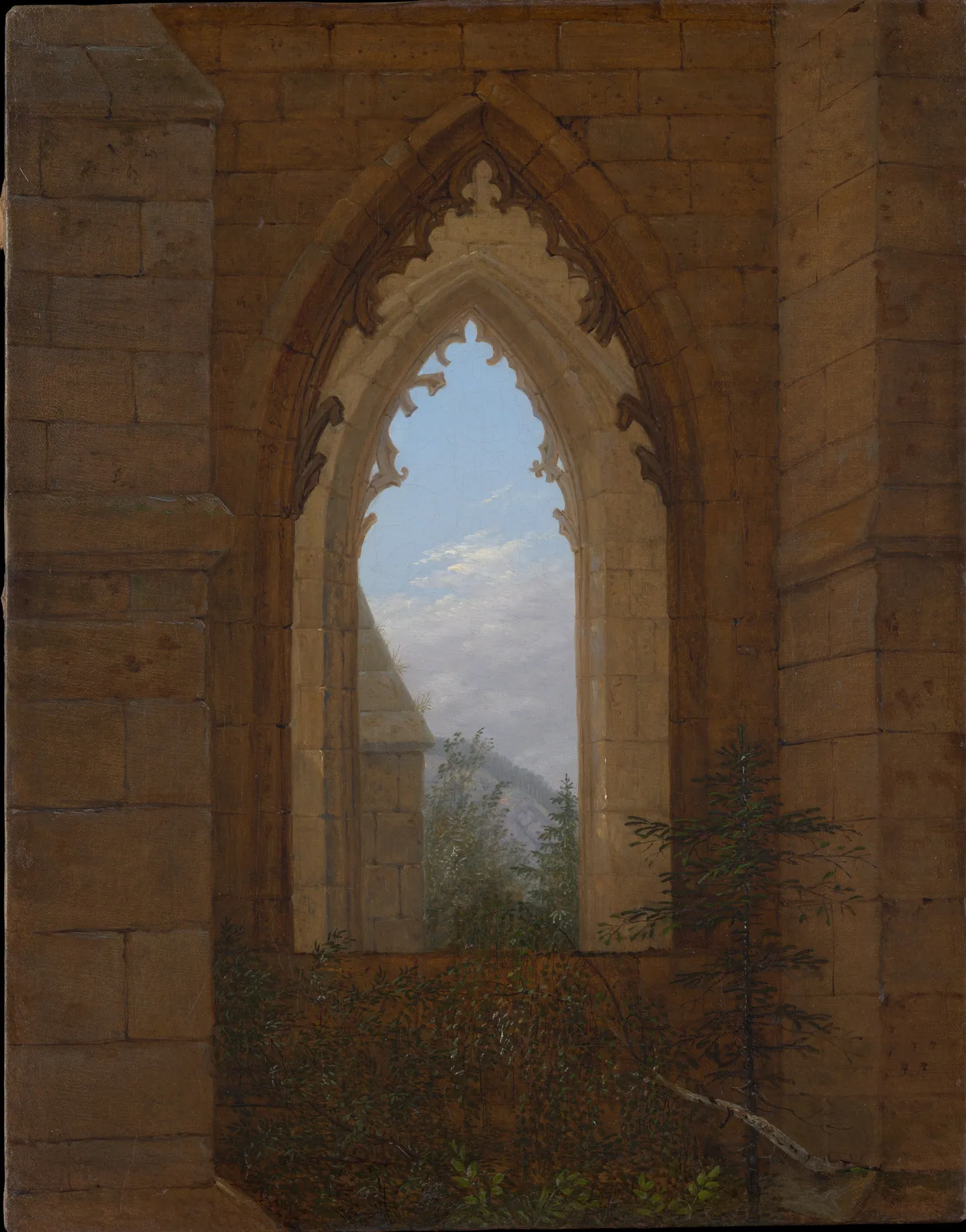 Ventanas góticas en las ruinas del monasterio de Oybin, de Carl Gustav Carus