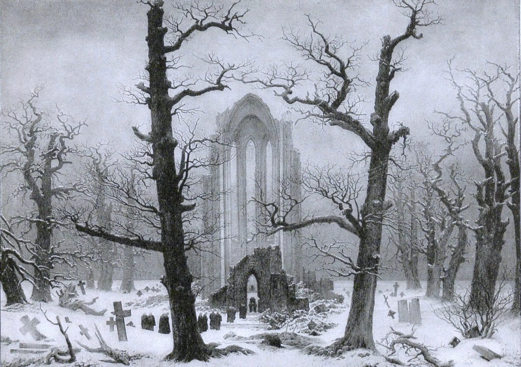 Cementerio del monasterio bajo la nieve, de Caspar David Friedrich