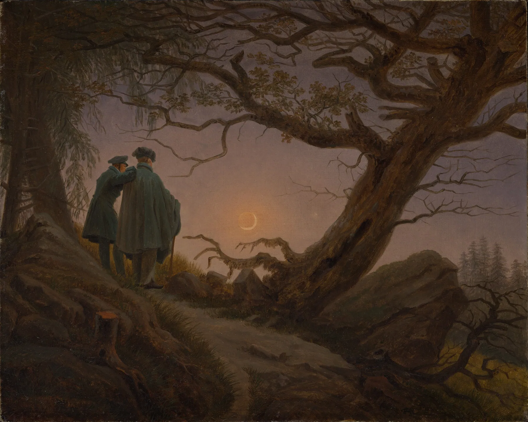 Dos hombres contemplando la luna, de Caspar David Friedrich