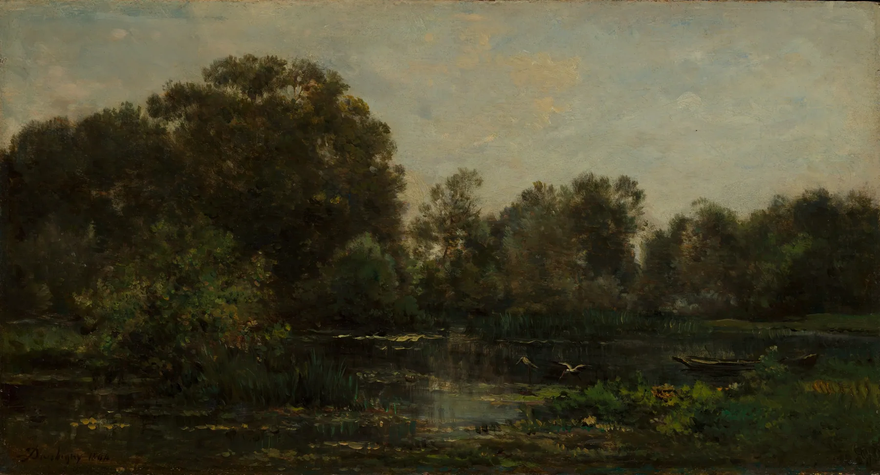 Paisaje fluvial con cigüeñas, de Charles-François Daubigny