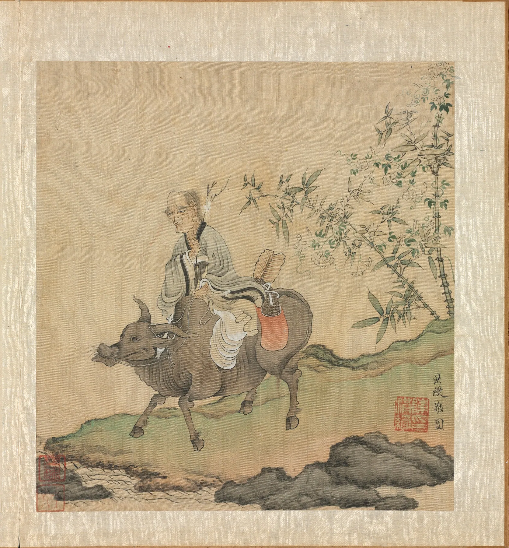 Pinturas al estilo de los antiguos maestros, Laozi montando un buey, de Chen Hongshou
