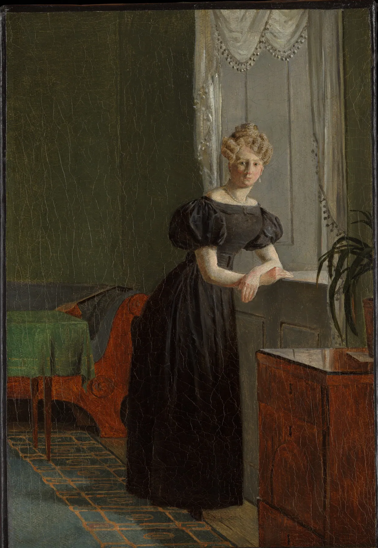 Sophie Købke (más tarde Sophie Krohn, 1807–1853), hermana del artista, en el vestíbulo de Kastellet, de Christen Købke