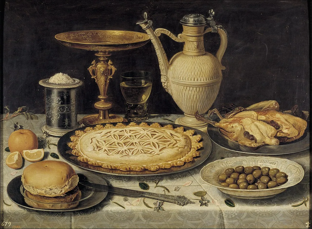 Mesa con tarta y copa, de Clara Peeters