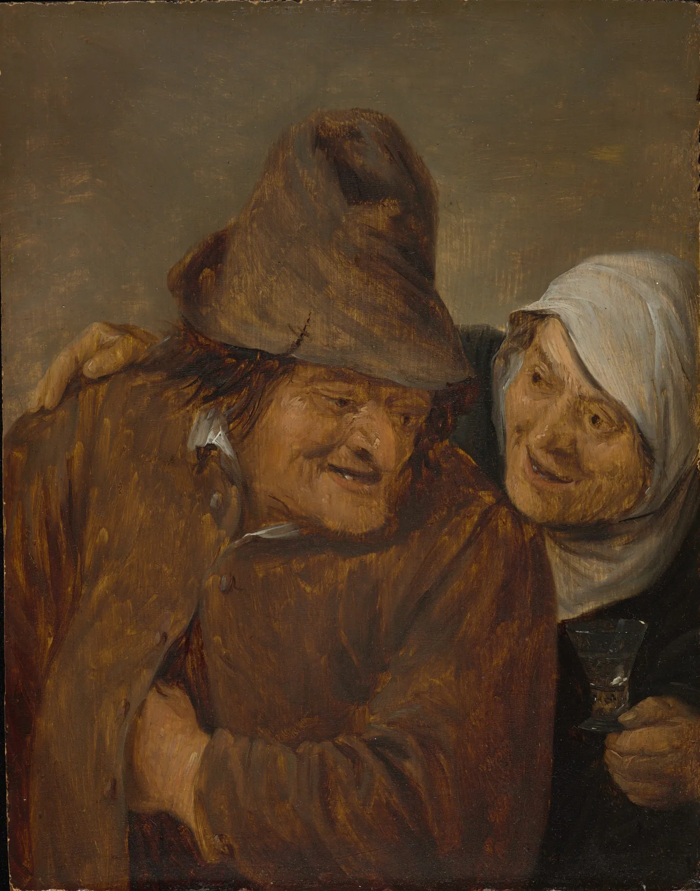 Dos campesinos con una copa de vino, de David Teniers el Joven
