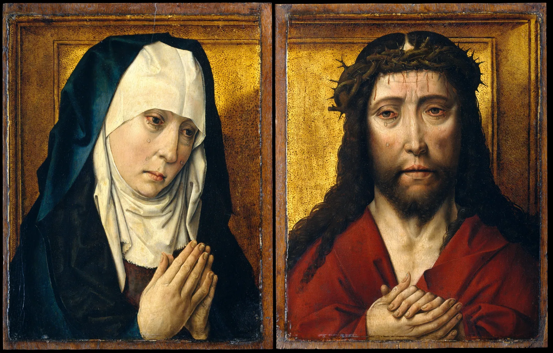 La Virgen Dolorosa; Cristo coronado de espinas, de Dieric Bouts