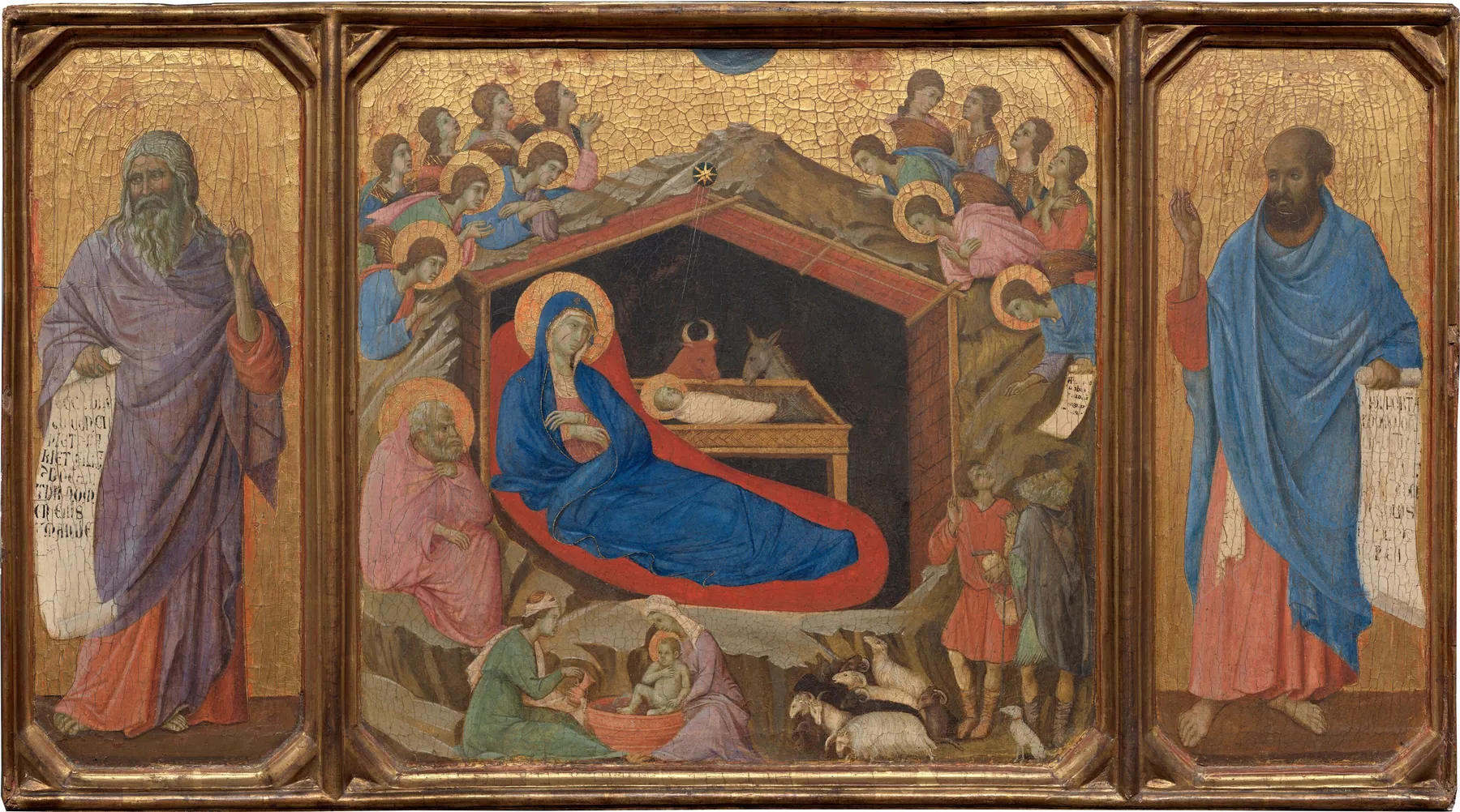 La Natividad con los profetas Isaías y Ezequiel, de Duccio di Buoninsegna