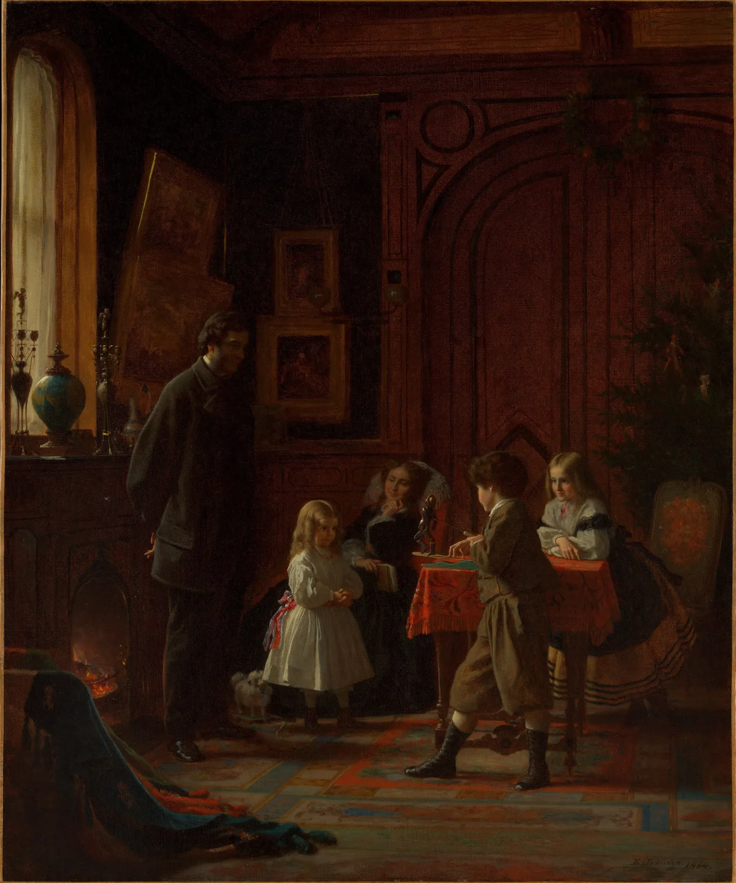 Época navideña, la familia Blodgett, de Eastman Johnson