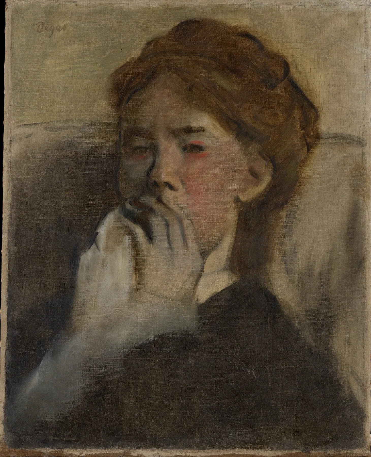 Joven con la mano sobre la boca, de Edgar Degas
