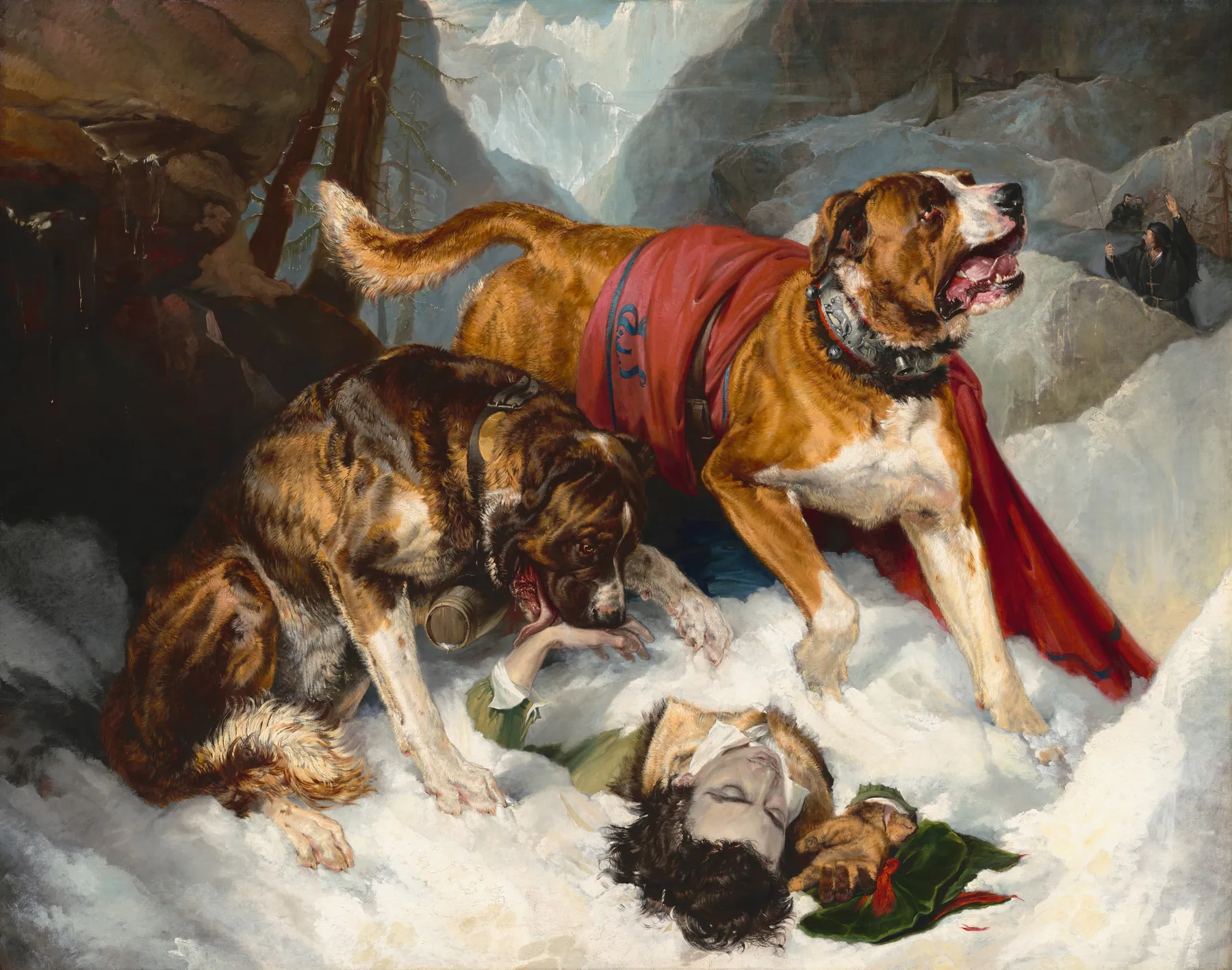 Mastines alpinos reanimando a un viajero en apuros, de Edwin Landseer