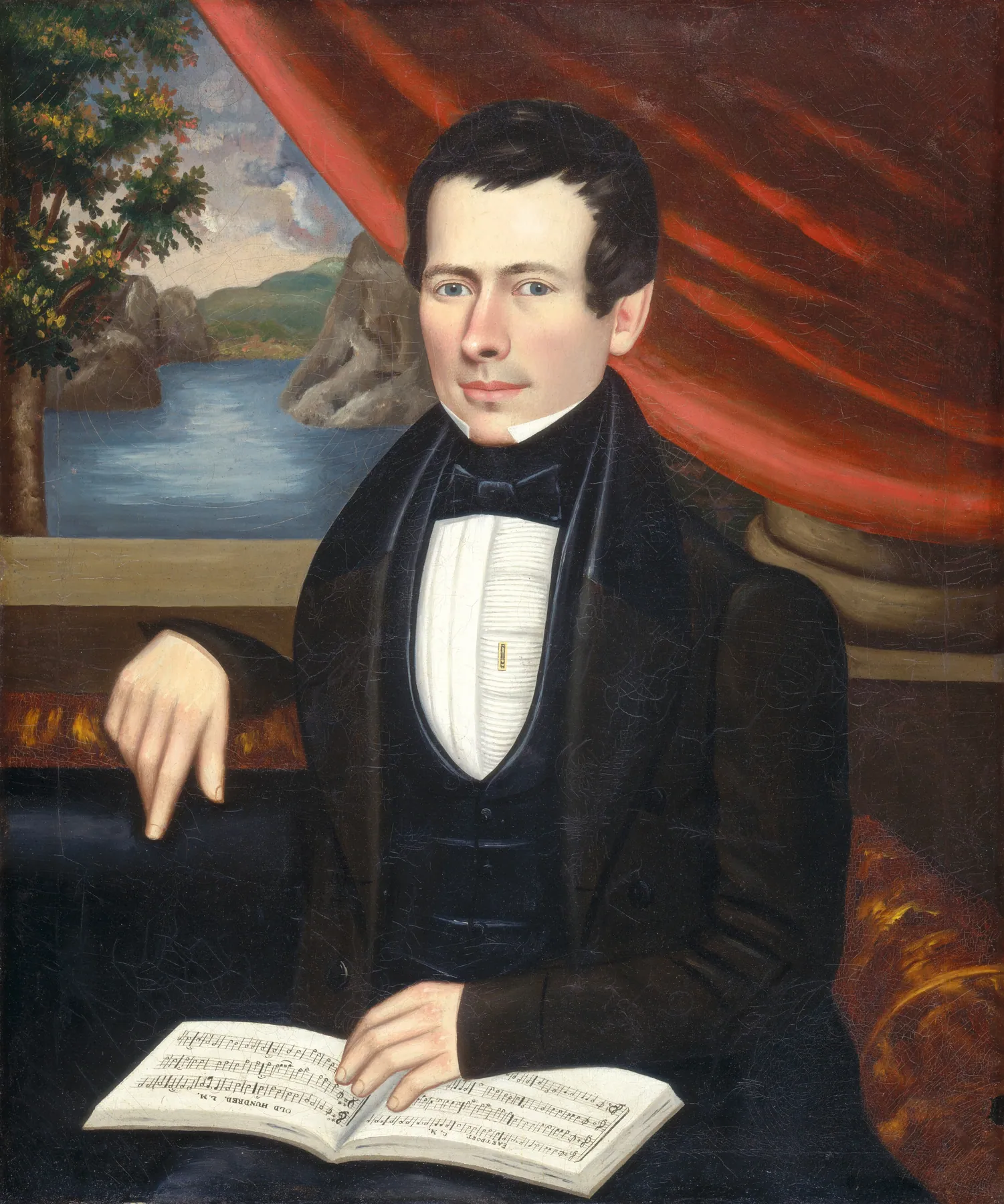 Hombre con libro de canciones, posiblemente el señor Cook, de Erastus Salisbury Field