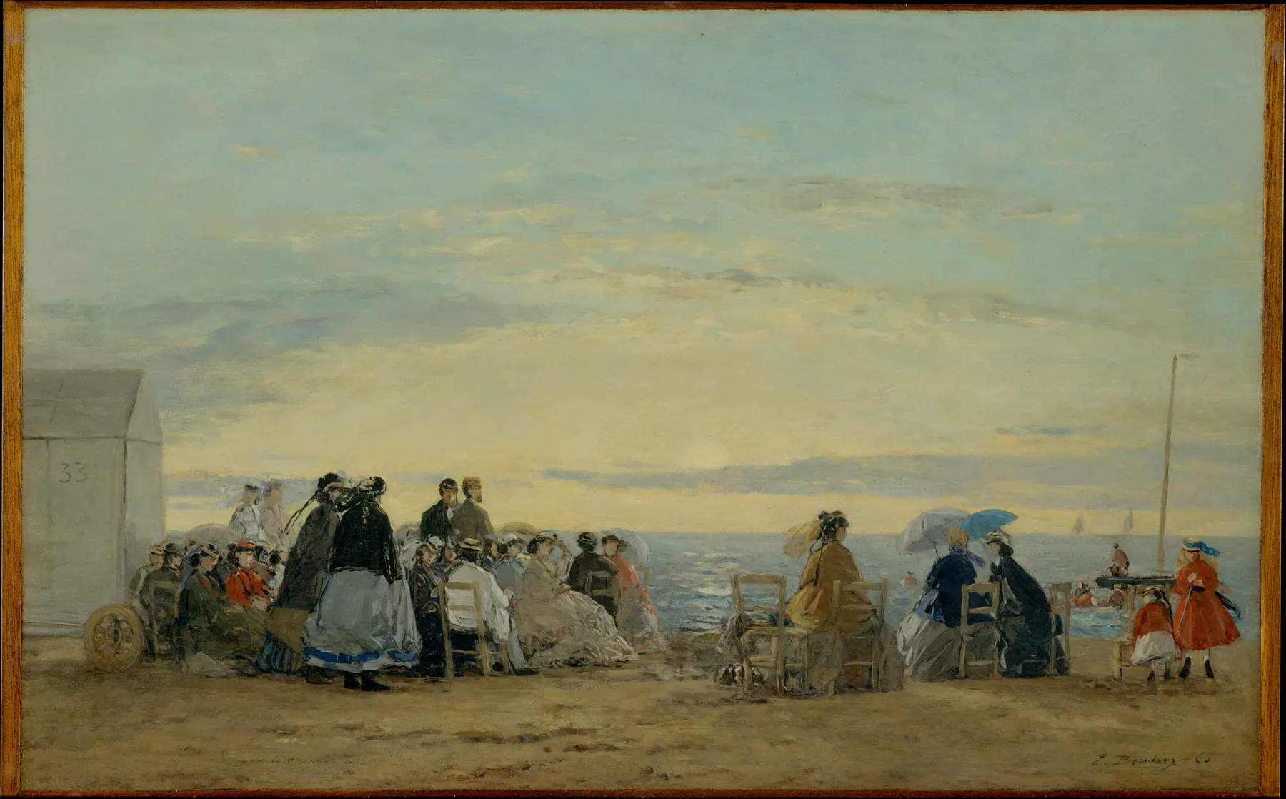 En la playa, atardecer, de Eugène Boudin