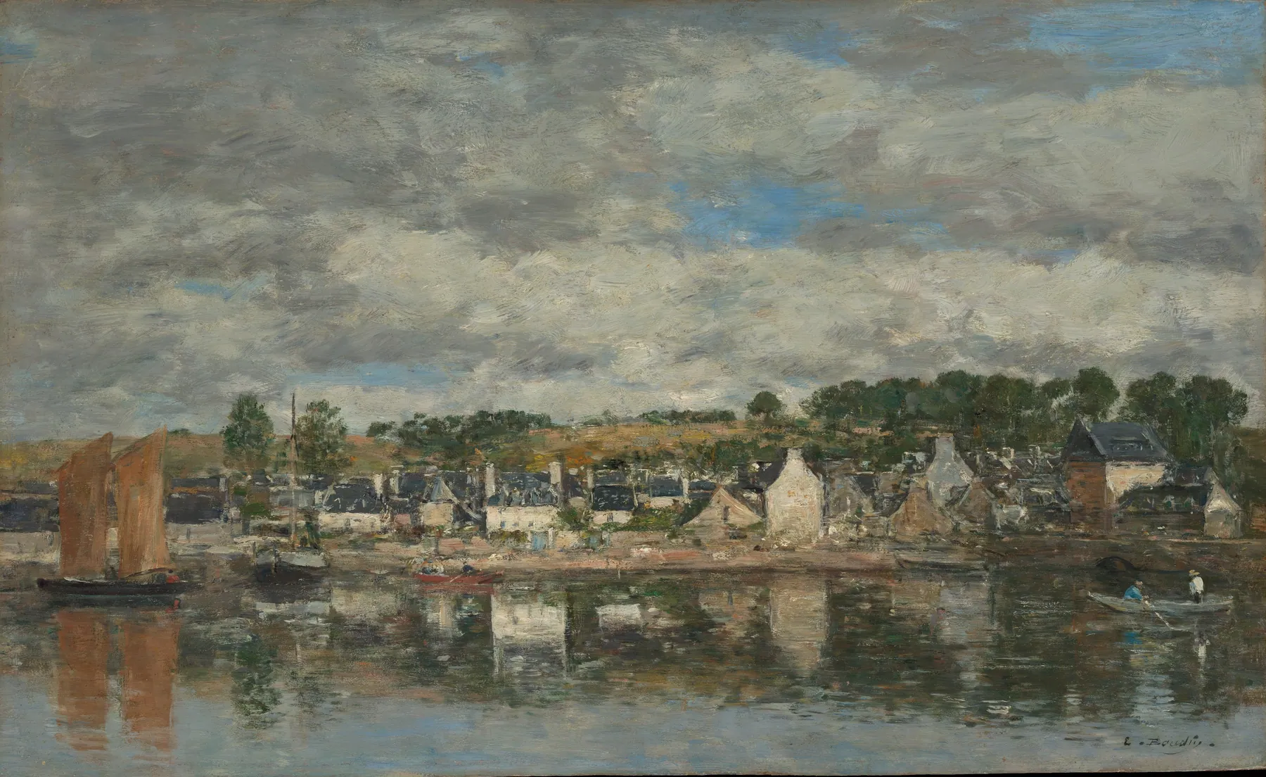 Pueblo junto a un río, de Eugène Boudin