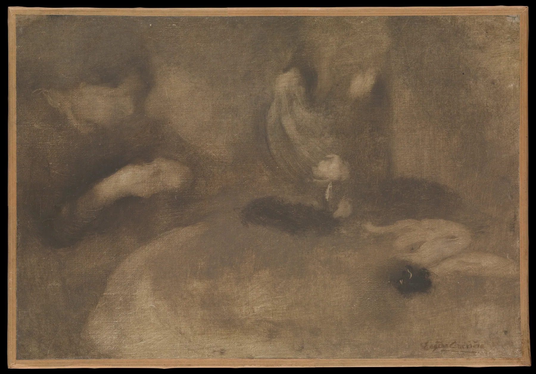Mujeres cosiendo en una mesa, de Eugène Carrière