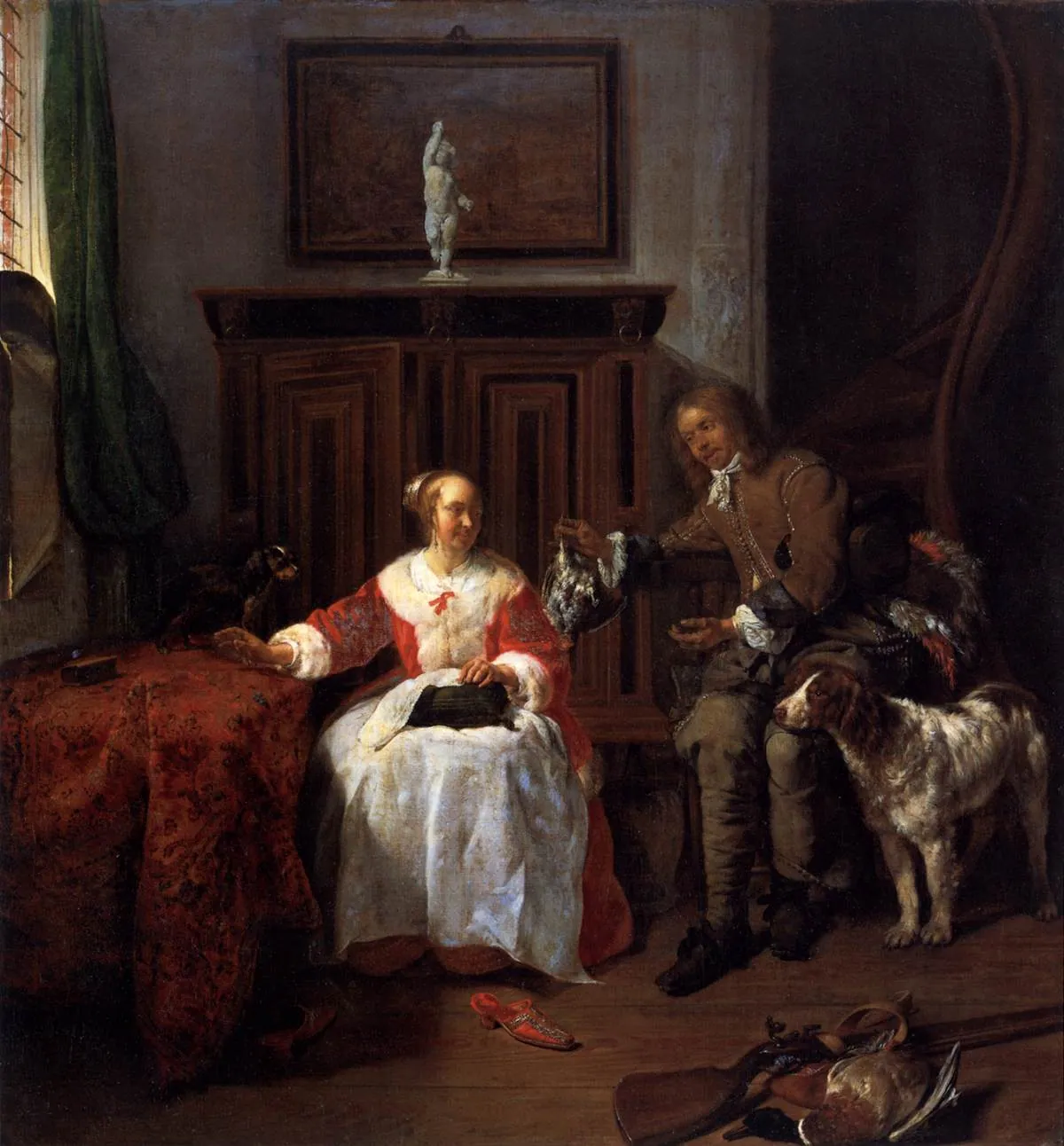 Cazador regalando una perdiz, de Gabriel Metsu