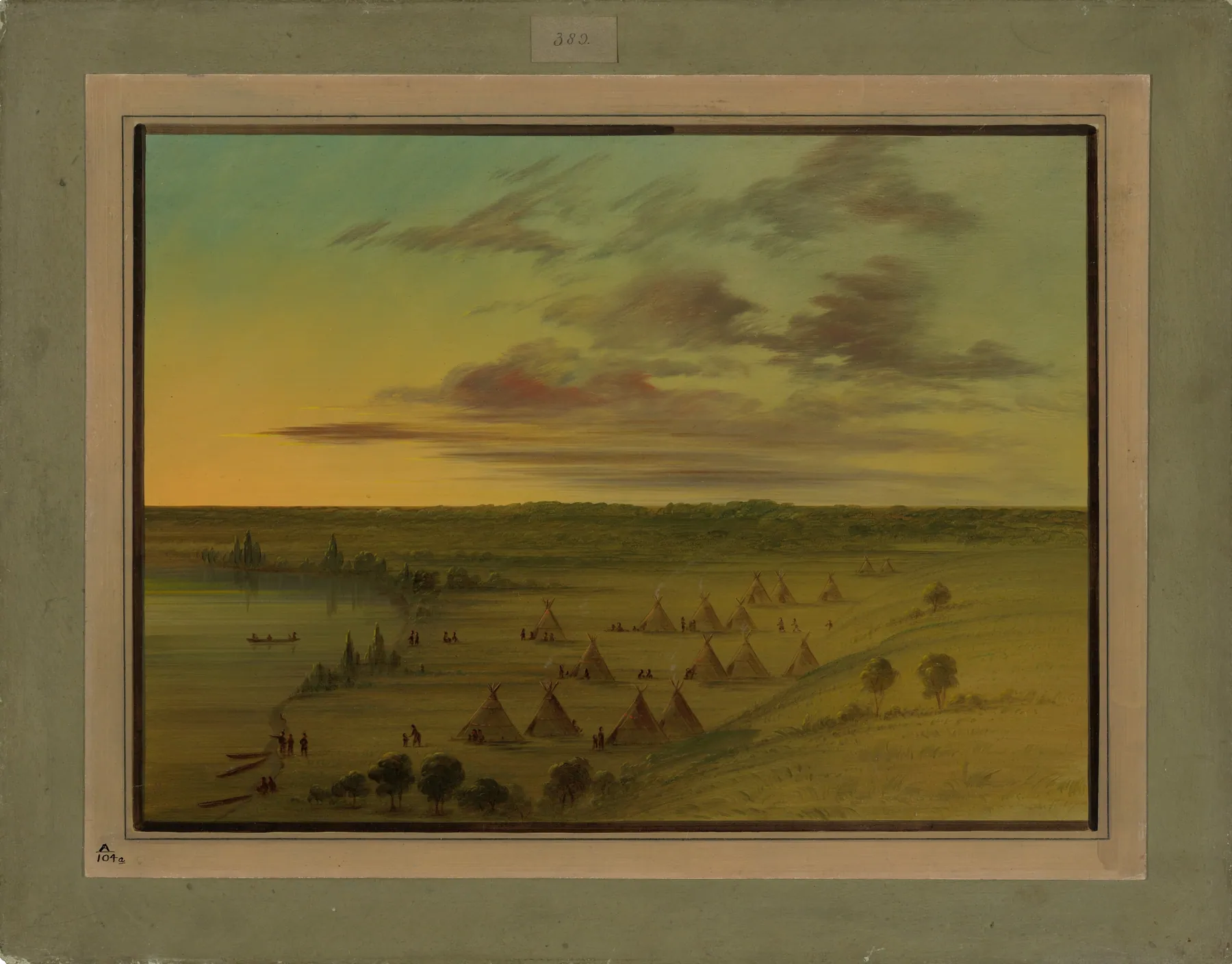 Poblado sioux - Lago del Cisne, de George Catlin