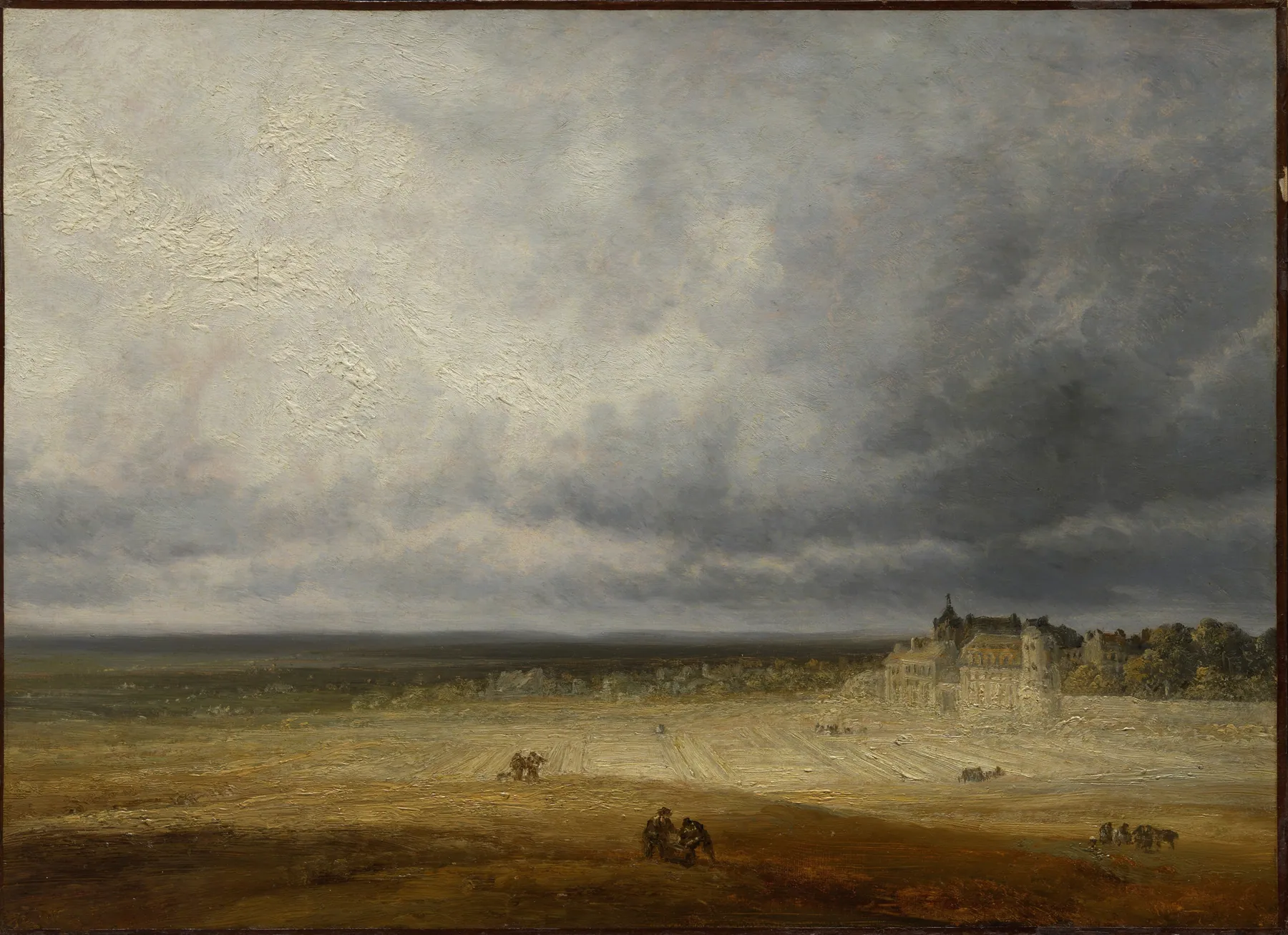 Paisaje con campo arado y una aldea, de Georges Michel