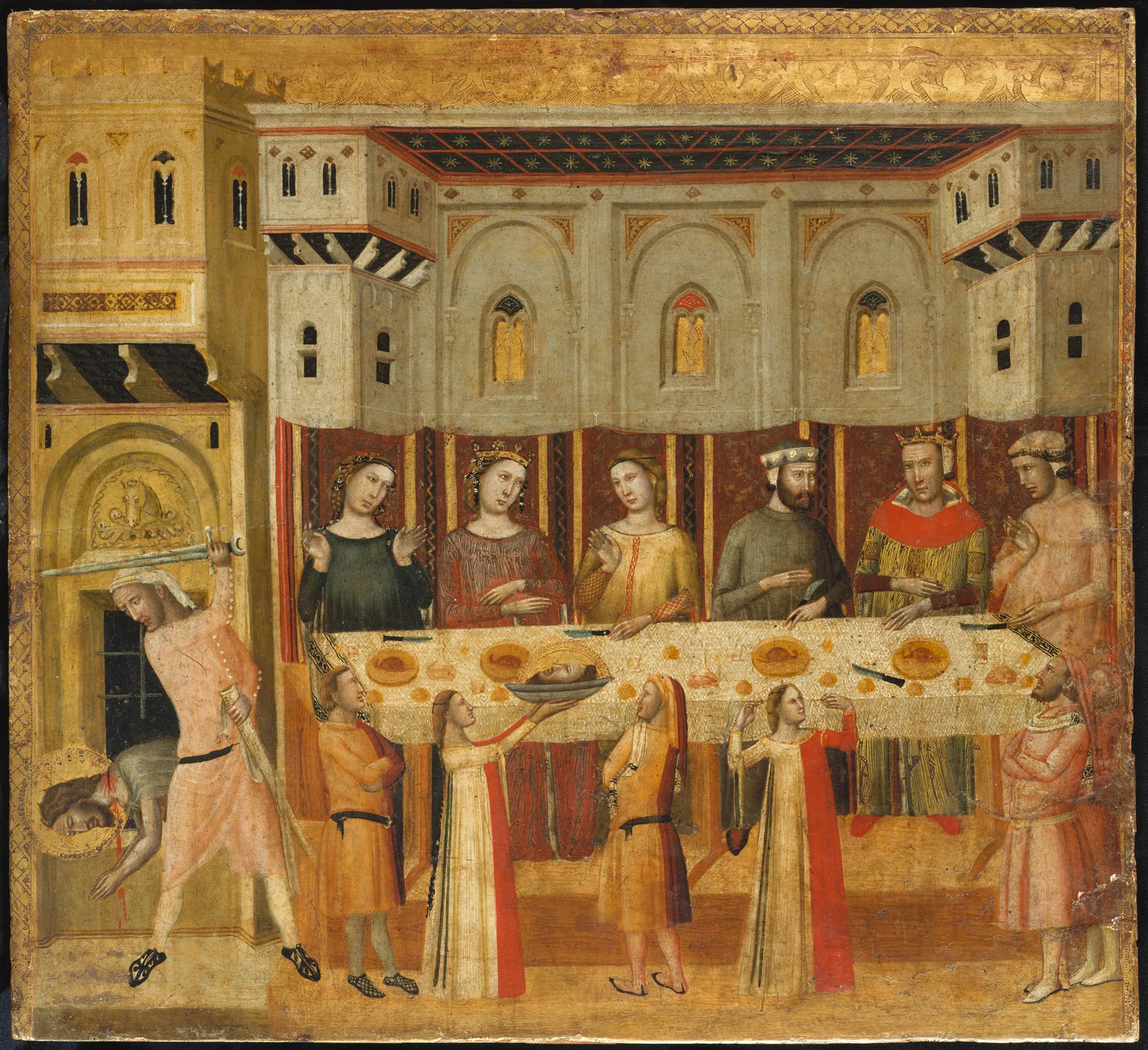 El banquete de Herodes y la decapitación del Bautista, de Giovanni Baronzio