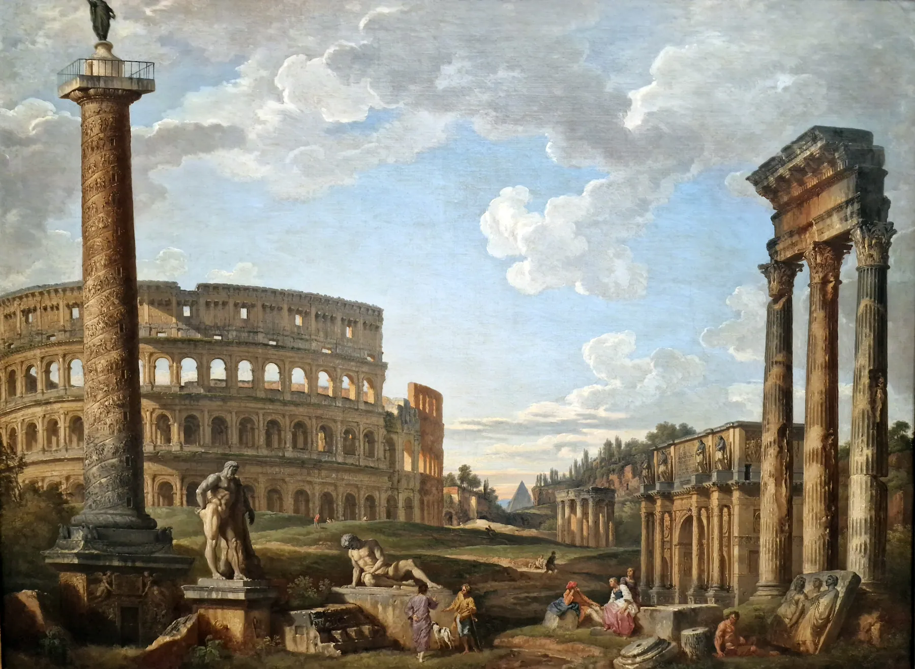 El coliseo y otros monumentos de la Roma antigua, de Giovanni Paolo Panini