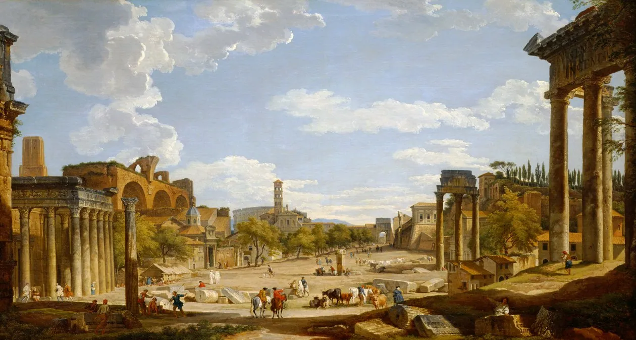 El foro romano o Campo Vaccino, de Giovanni Paolo Panini