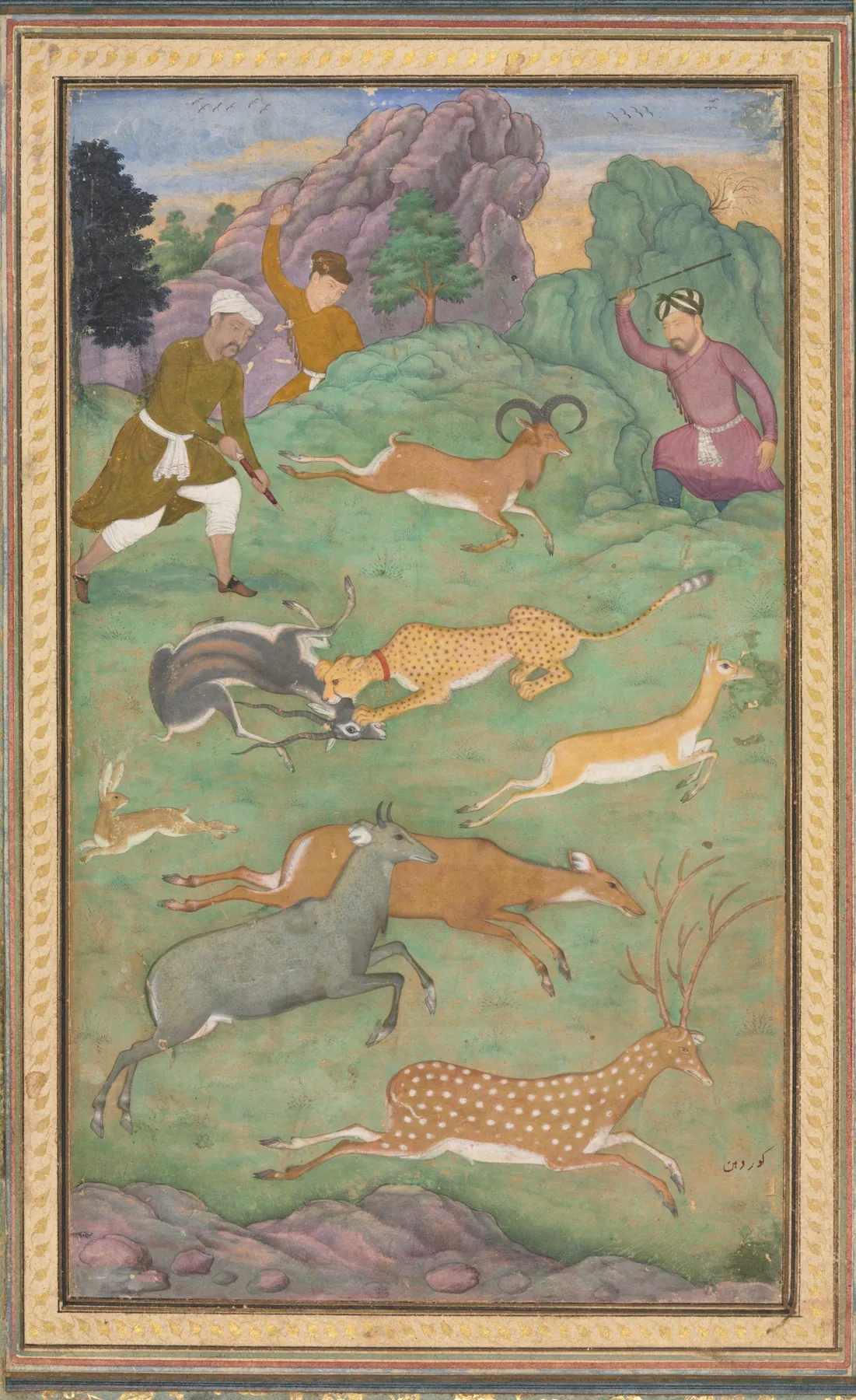 Caza de antílopes y ciervos, de Govardhan