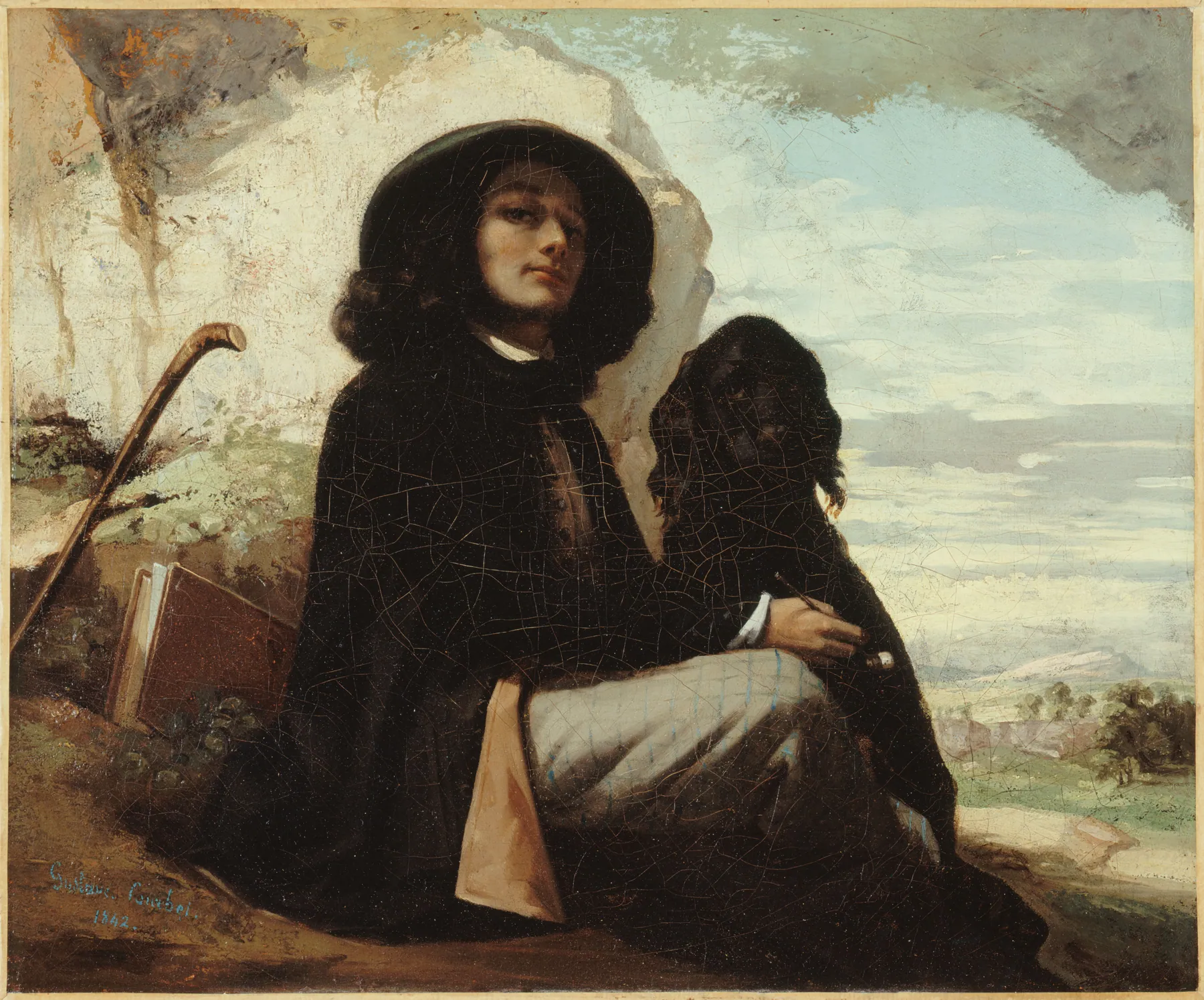 El autorretrato con perro negro, de Gustave Courbet