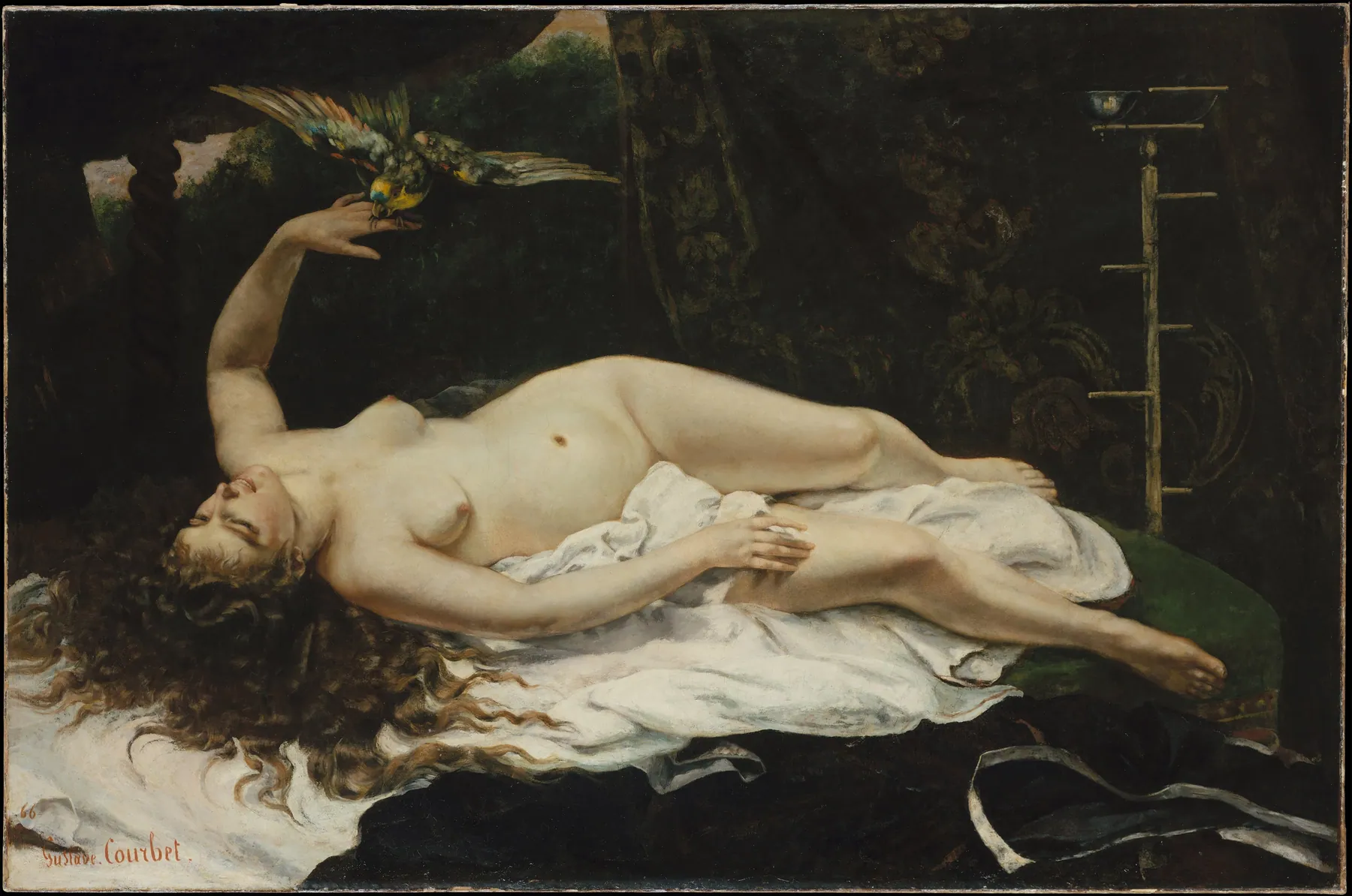 Mujer con loros, de Gustave Courbet