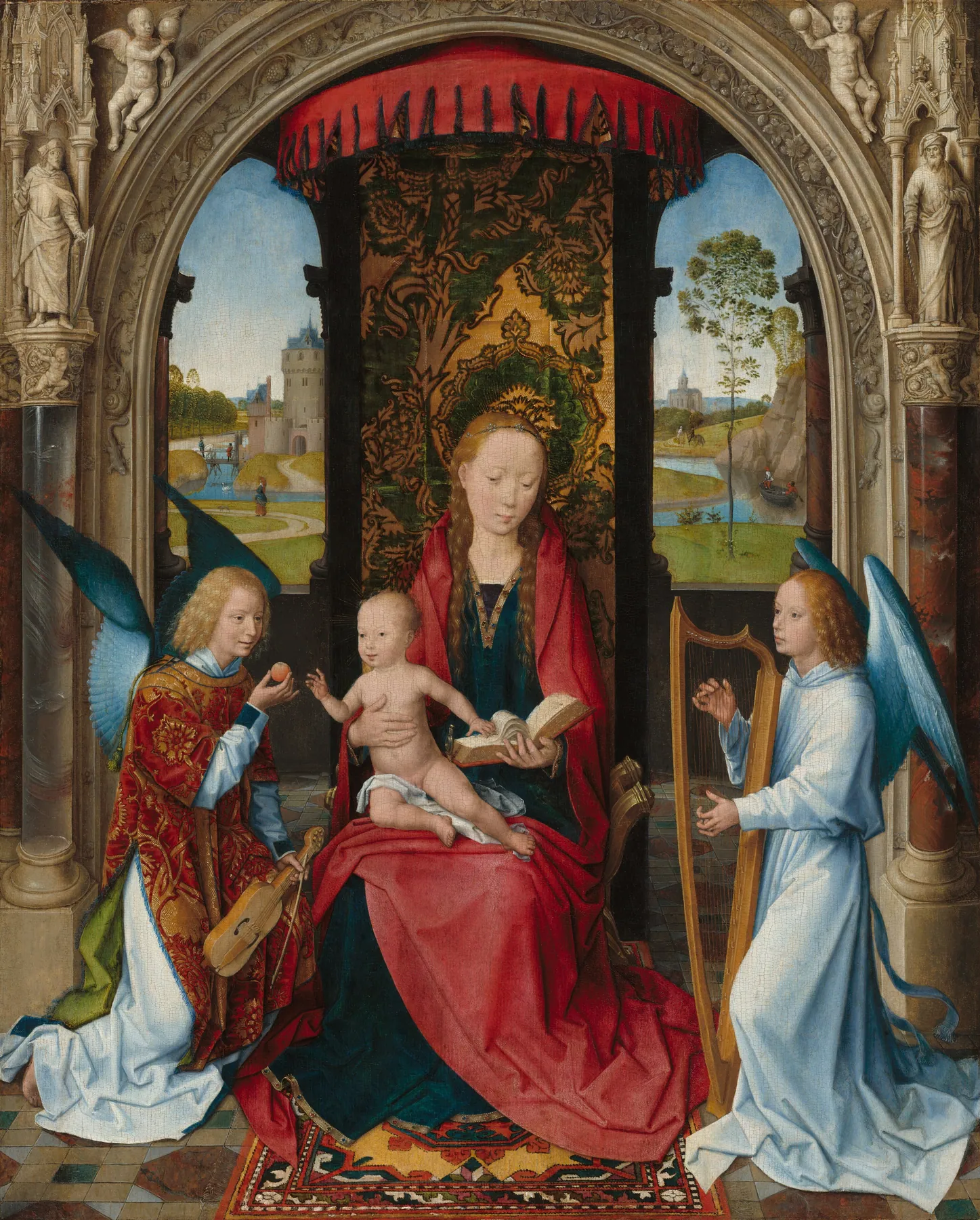Virgen con el Niño y ángeles, de Hans Memling